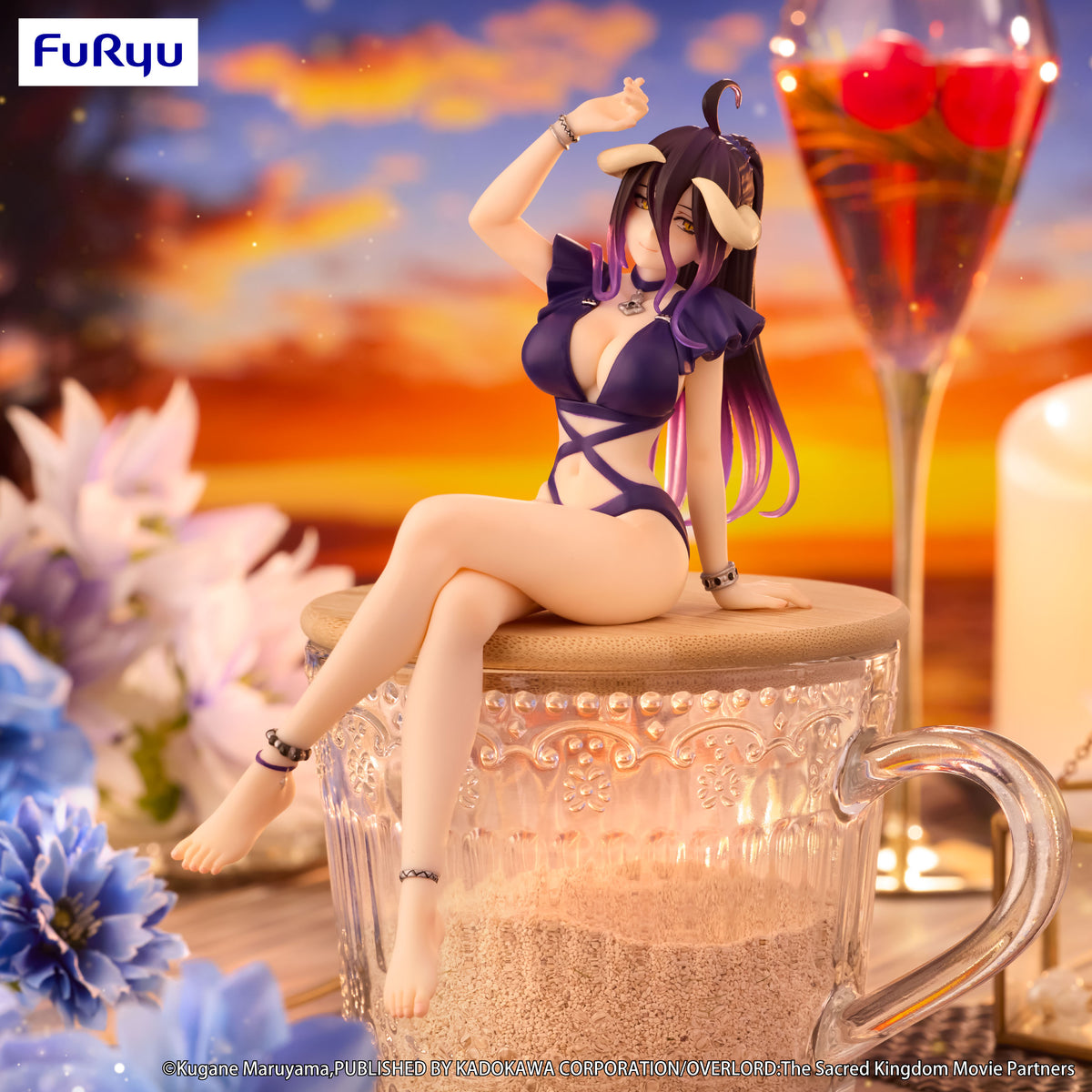 OVERLORD Noodle Stopper Figure &quot;Albedo&quot; &quot;Swimsuit Dark Purple Color ver.&quot;-FuRyu-Ace Cards &amp; Collectibles