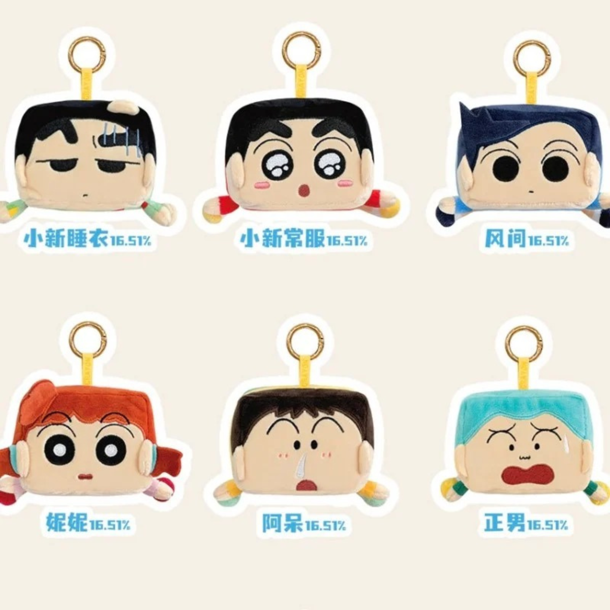 Crayon Shin Chan Square Keychain Plushies Series-Single Box (Random)-Funism-Ace Cards & Collectibles