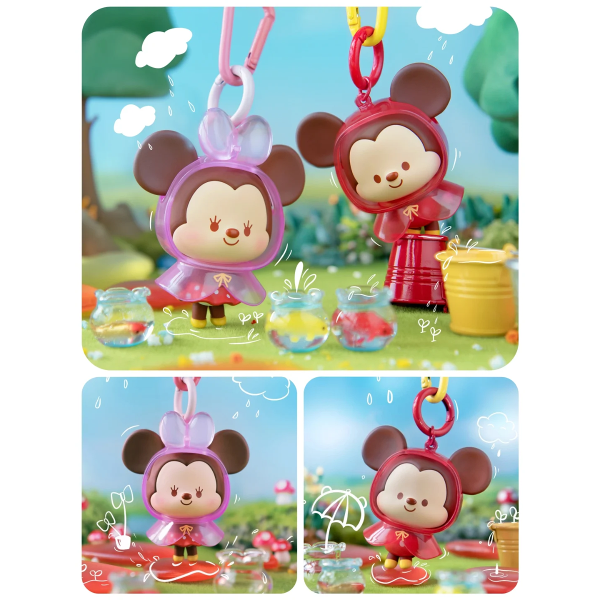 GOLDLOK x Disney Mickey Mouse and Friends Spring Raincoat Keychains Happy Rainy Series-Single Box (Random)-GOLDLOK-Ace Cards &amp; Collectibles