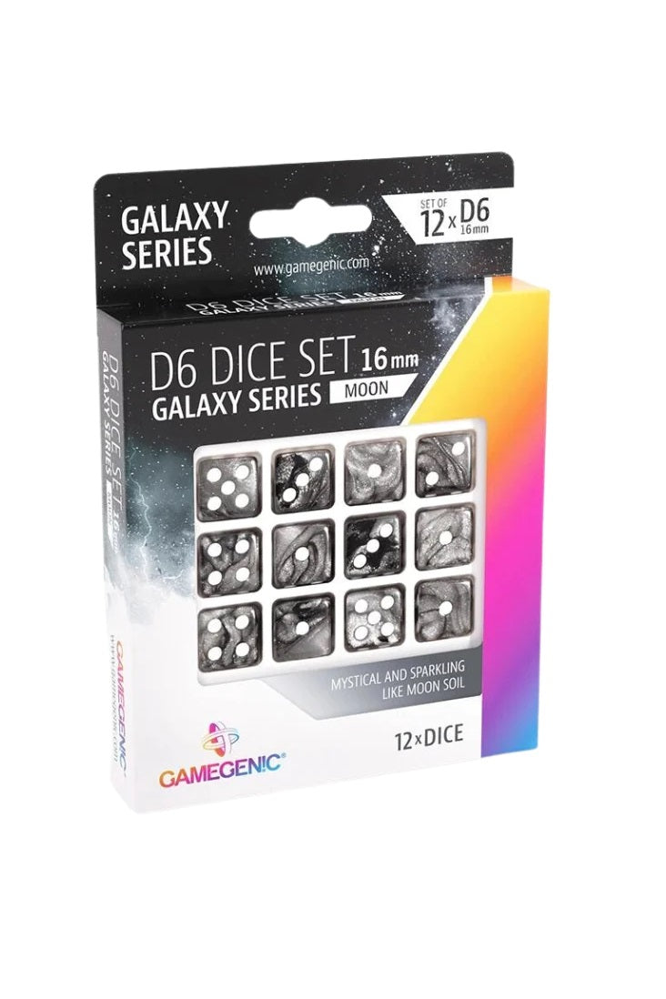 Gamegenic &quot;D6 Dice Set 16mm (12pcs)&quot;-Galaxy Series - &quot;Moon&quot;-Gamegenic-Ace Cards &amp; Collectibles