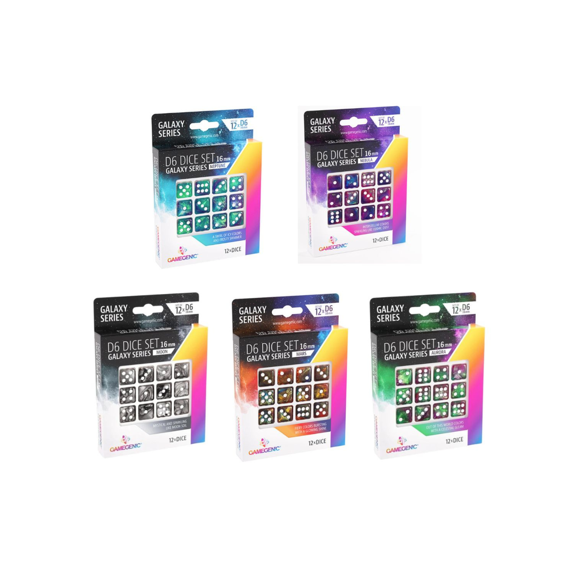 Gamegenic "D6 Dice Set 16mm (12pcs)"-Neptune-Gamegenic-Ace Cards & Collectibles