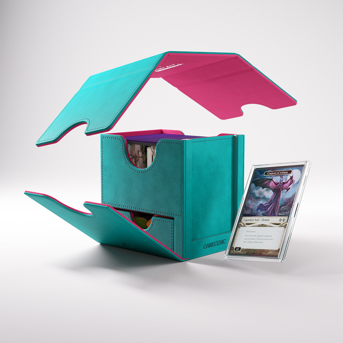 Gamegenic Deck Box "Sidekick PRO 100+ XL Convertible"-Teal/Pink-Gamegenic-Ace Cards & Collectibles