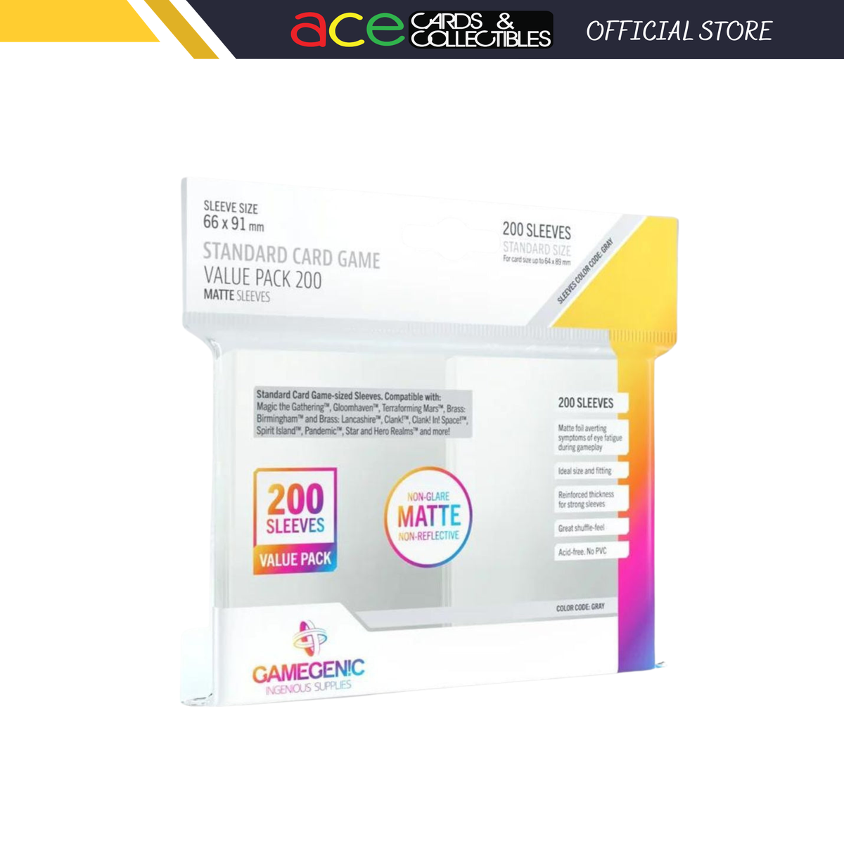 Gamegenic Sleeve Standard Card Game “Value Pack 200 ~ Matte Sleeve”-Gamegenic-Ace Cards & Collectibles
