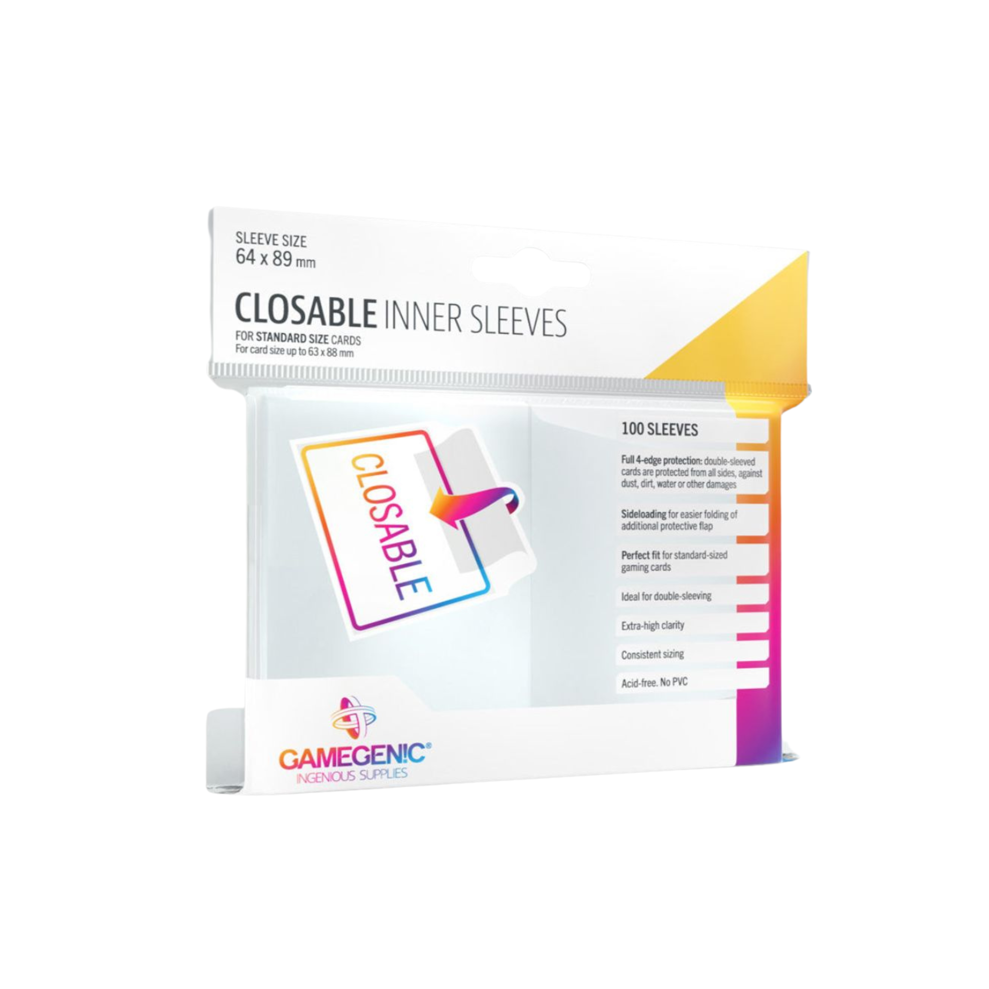 Gamegenic Sleeve Standard Size 100pcs "Closable Inner Sleeves" - Ace Cards Sdn Bhd Gamegenic Sleeve Standard Size 100pcs "Closable Inner Sleeves" - Ace Cards Sdn Bhd