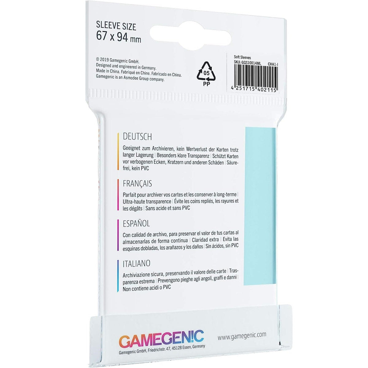 Gamegenic Sleeve Standard Size 100pcs &quot;Soft Sleeves&quot; (Penny Sleeve)-Gamegenic-Ace Cards &amp; Collectibles
