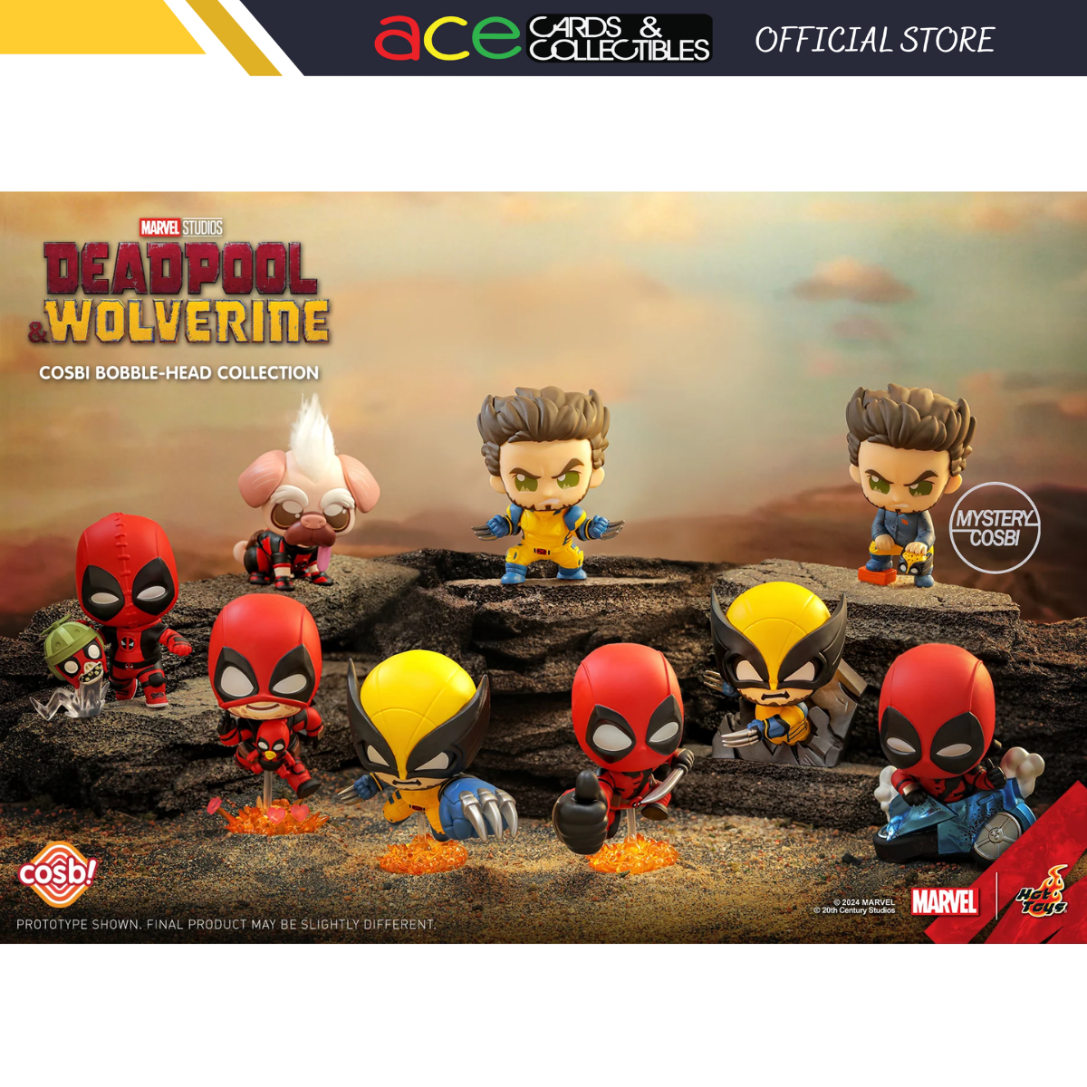 Deadpool &amp; Wolverine Cosbi Bobble Head Collection-Single Box (Random)-Hot Toys-Ace Cards &amp; Collectibles