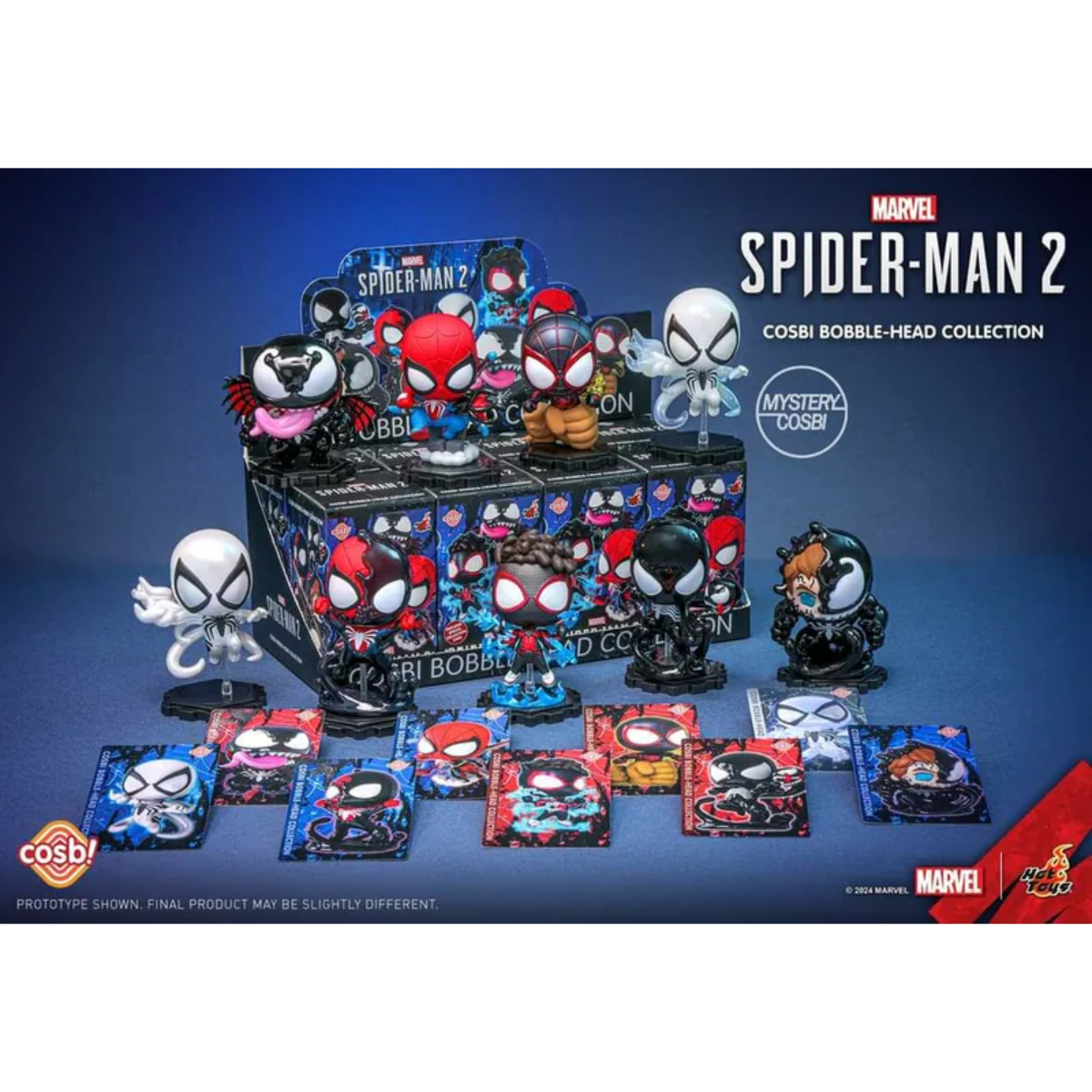 Marvel&#39;s Spider-Man 2 Cosbi Bobble-Head Collection-Display Box (8pcs)-Hot Toys-Ace Cards &amp; Collectibles