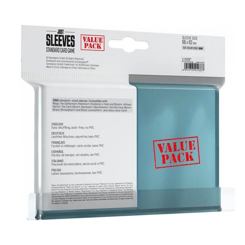 Just Sleeve Standard Size 250pcs - &quot;Standard Clear Value Pack 250&quot;-Just Sleeve-Ace Cards &amp; Collectibles