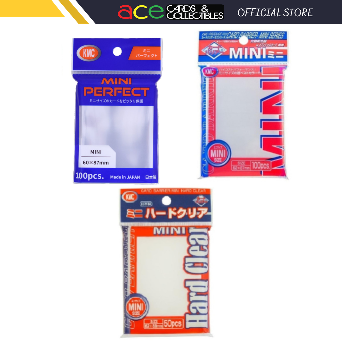KMC Sleeve Clear Mini Size (Japanese Size ) - Perfect Fit / Hard Clear / Soft Clear-Mini Hard-KMC-Ace Cards & Collectibles