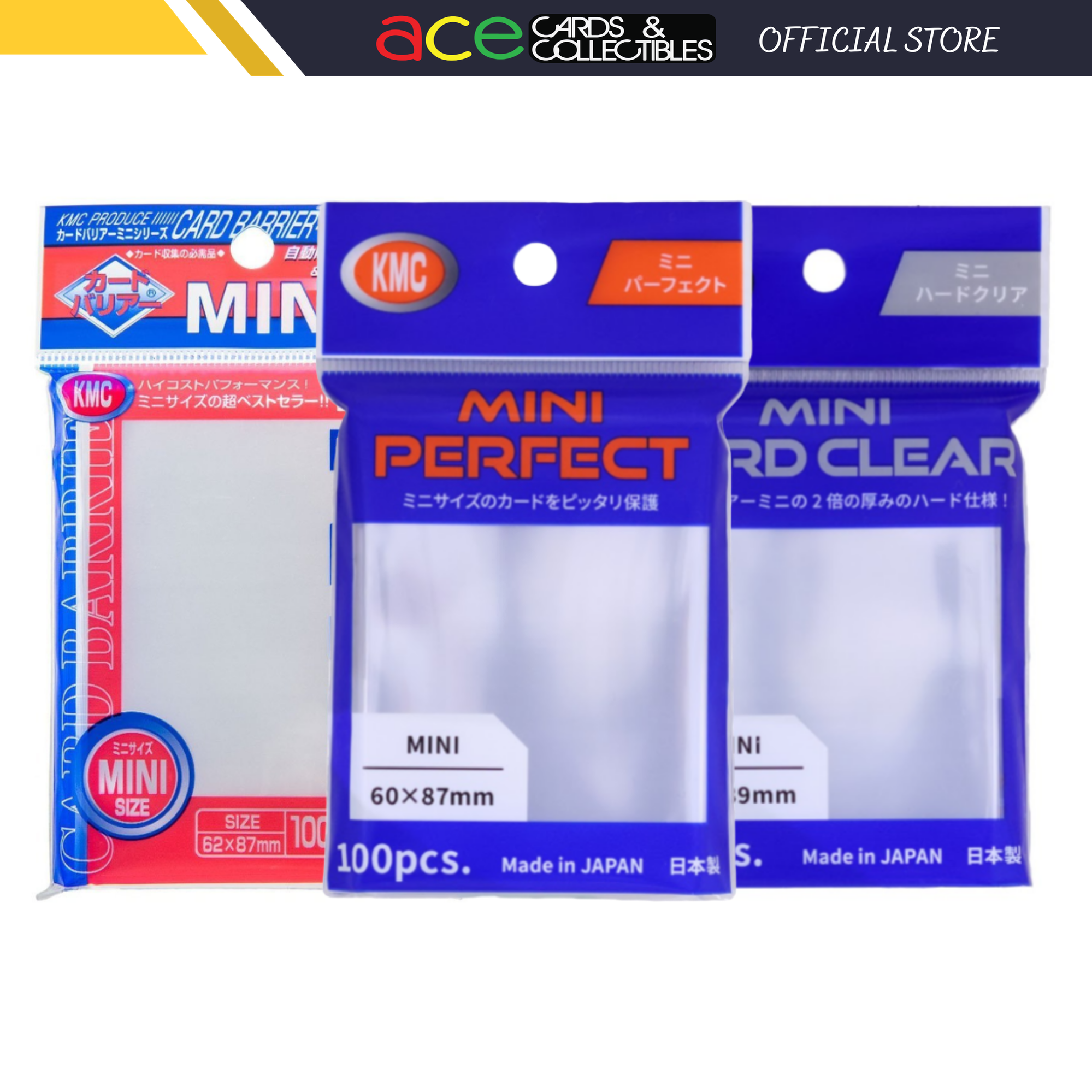 KMC Sleeve Clear Mini Size (Japanese Size ) - Perfect Fit / Hard Clear / Soft Clear-Mini Hard-KMC-Ace Cards & Collectibles