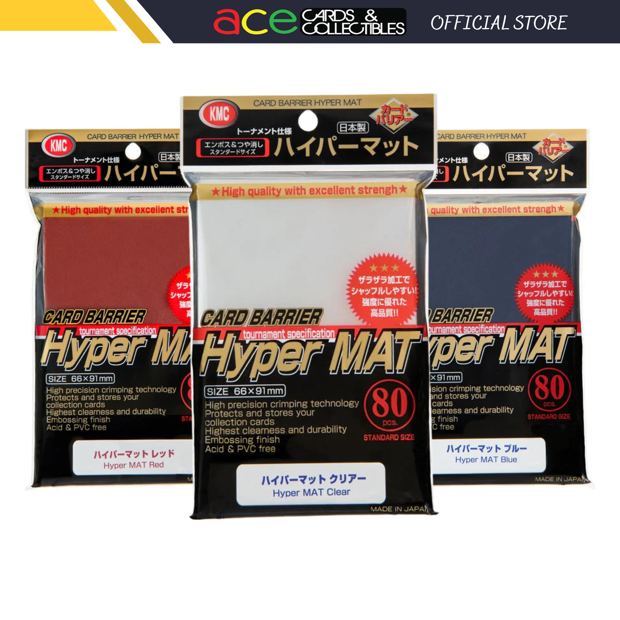 KMC Sleeve Hyper Mat Standard Size 80pcs - Color Sleeve-Mat Black-KMC-Ace Cards & Collectibles