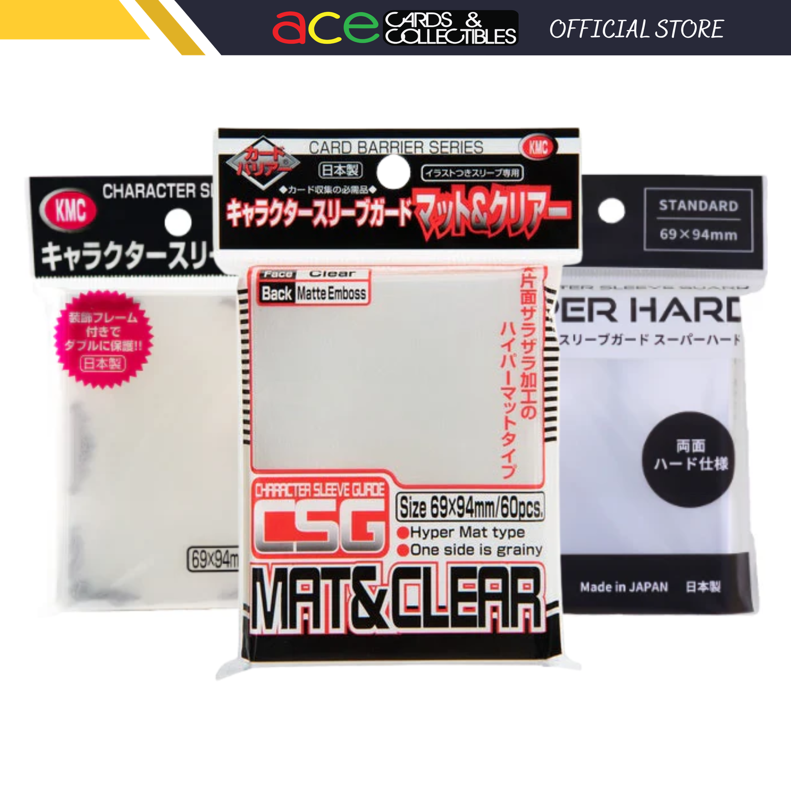 KMC Sleeve Standard Size 60pcs [Gold Frame/Silver Frame/Super Hard/Mat & Clear]-Mat & Clear-KMC-Ace Cards & Collectibles