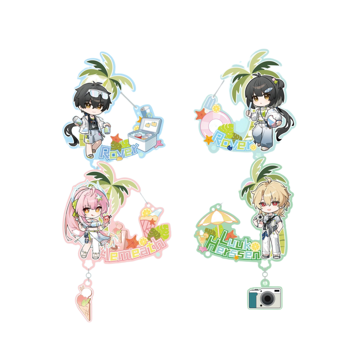 Wuthering Waves x Miniso "Coastal Glow Series" Cute Chibi Keychain-Aemeath-Kuro-Ace Cards & Collectibles
