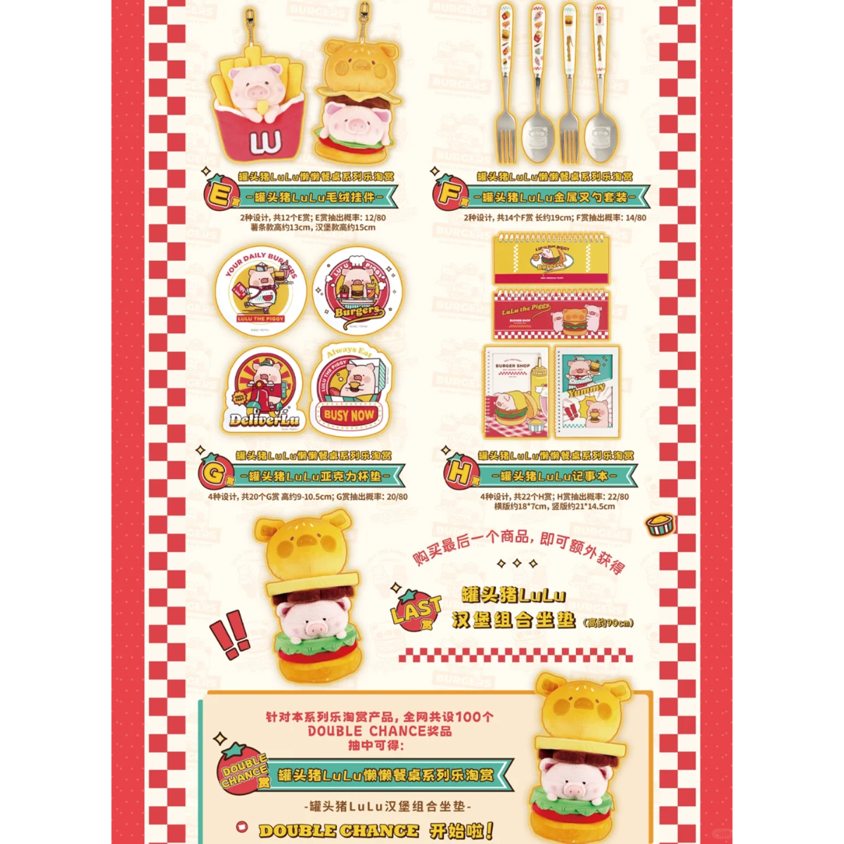 (Whole Set 80tix) Kuji Lulu The Piggy Lazy Dining Series 罐头猪Lulu懒懒餐桌系列乐淘赏-Le Tao Shang-Ace Cards & Collectibles