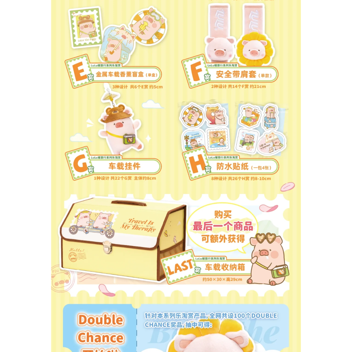 (Whole Set 80tix) Kuji Lulu The Piggy Travel Series Lulu猪旅行系列乐淘赏-Le Tao Shang-Ace Cards & Collectibles