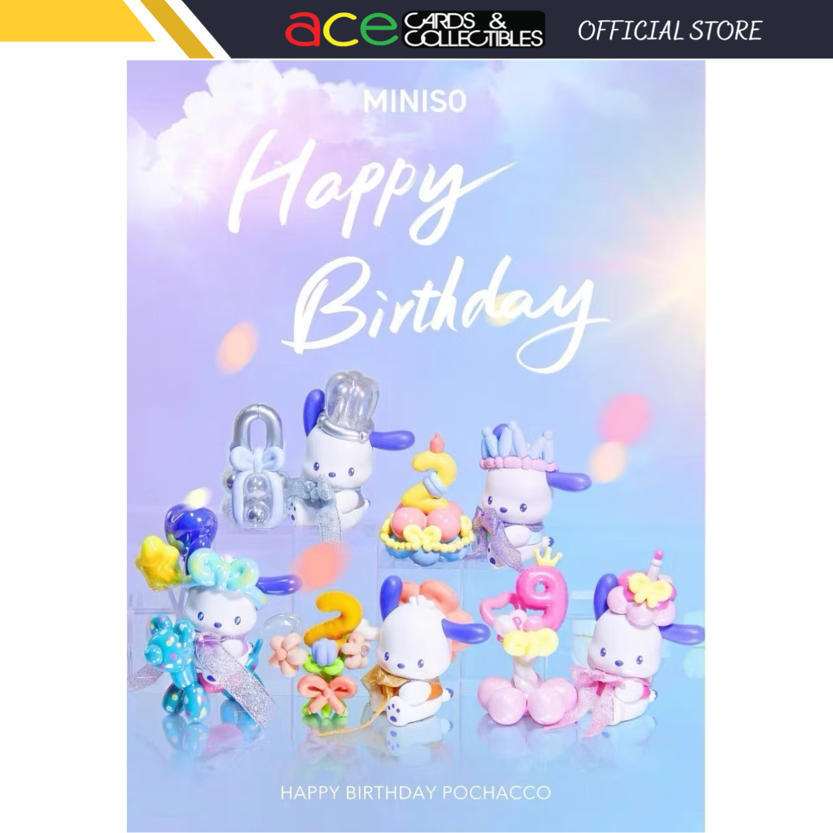 MINISO Sanrio Pochacco Balloon Party Series-Display Box (4pcs)-Miniso-Ace Cards &amp; Collectibles