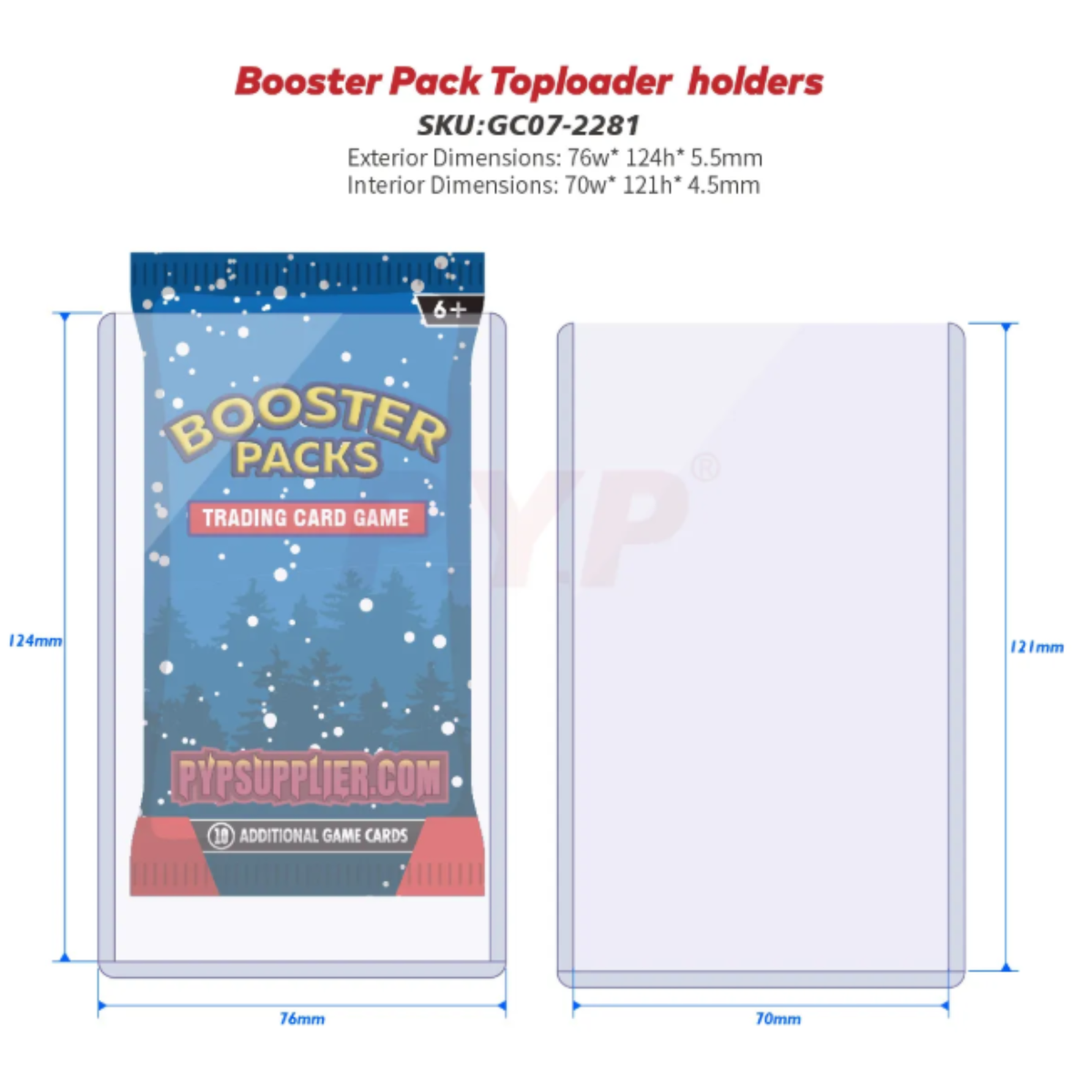 PYP Booster Pack Toploader Holder for English Booster Pack (10pcs)-Single Piece-PYP-Ace Cards & Collectibles
