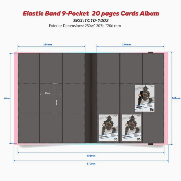 PYP Trading Card Binder with Elastic Band (9-Pocket)-Black-PYP-Ace Cards & Collectibles