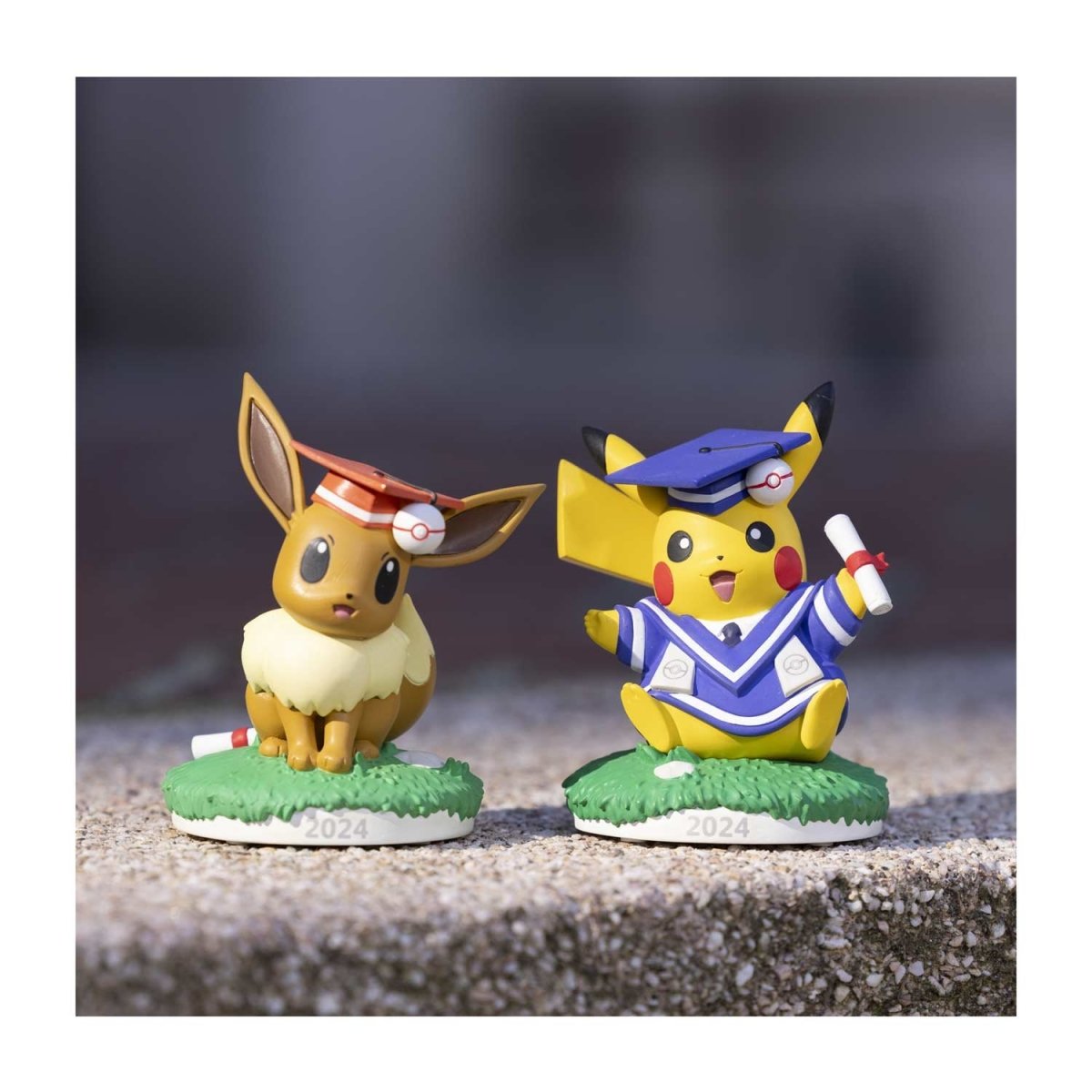 Graduation Pikachu &amp; Eevee 2024: Eevee Figure-Pokemon Centre-Ace Cards &amp; Collectibles