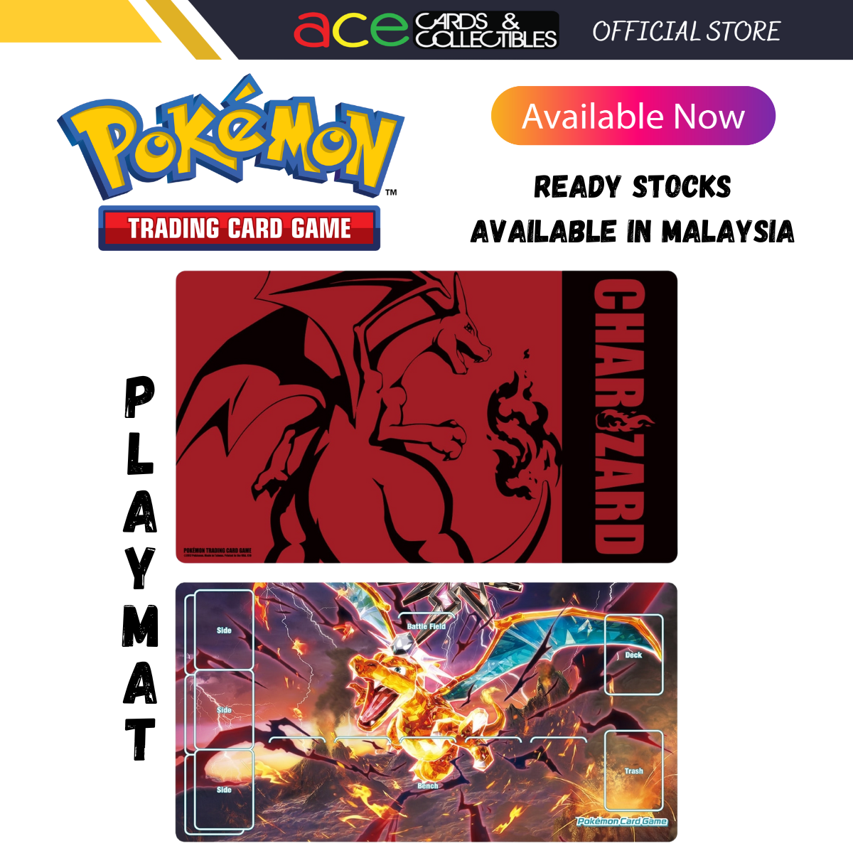 Pokemon Center Official Charizard Playmats-Red Charizard-Pokemon Centre-Ace Cards & Collectibles