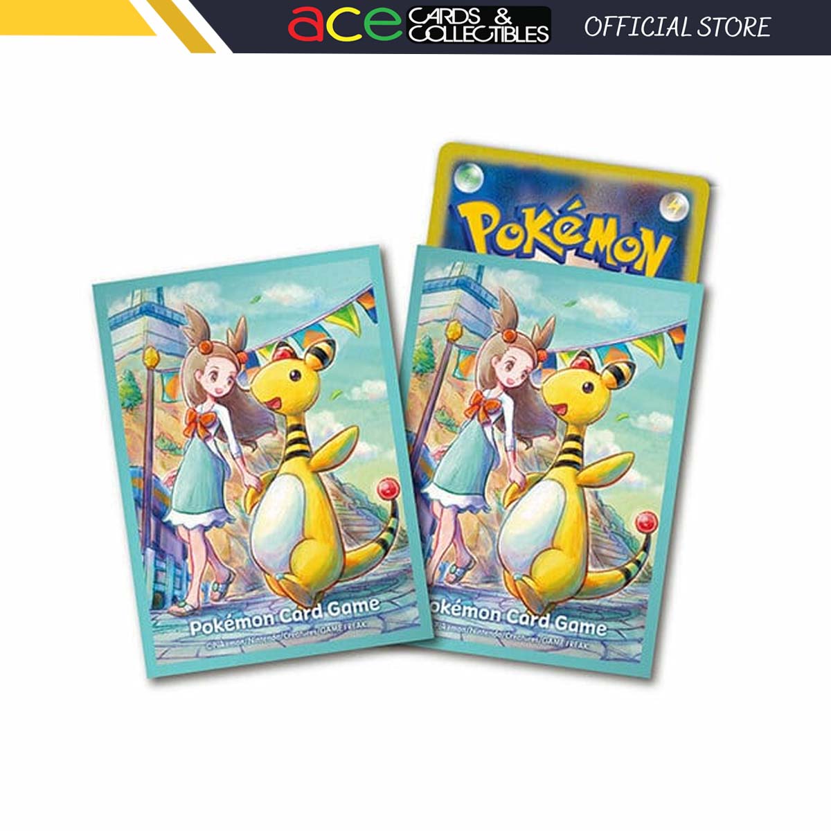 Pokemon TCG SV8 Sleeves &quot;Jasmine &amp; Ampharos&quot;-Pokemon Centre-Ace Cards &amp; Collectibles