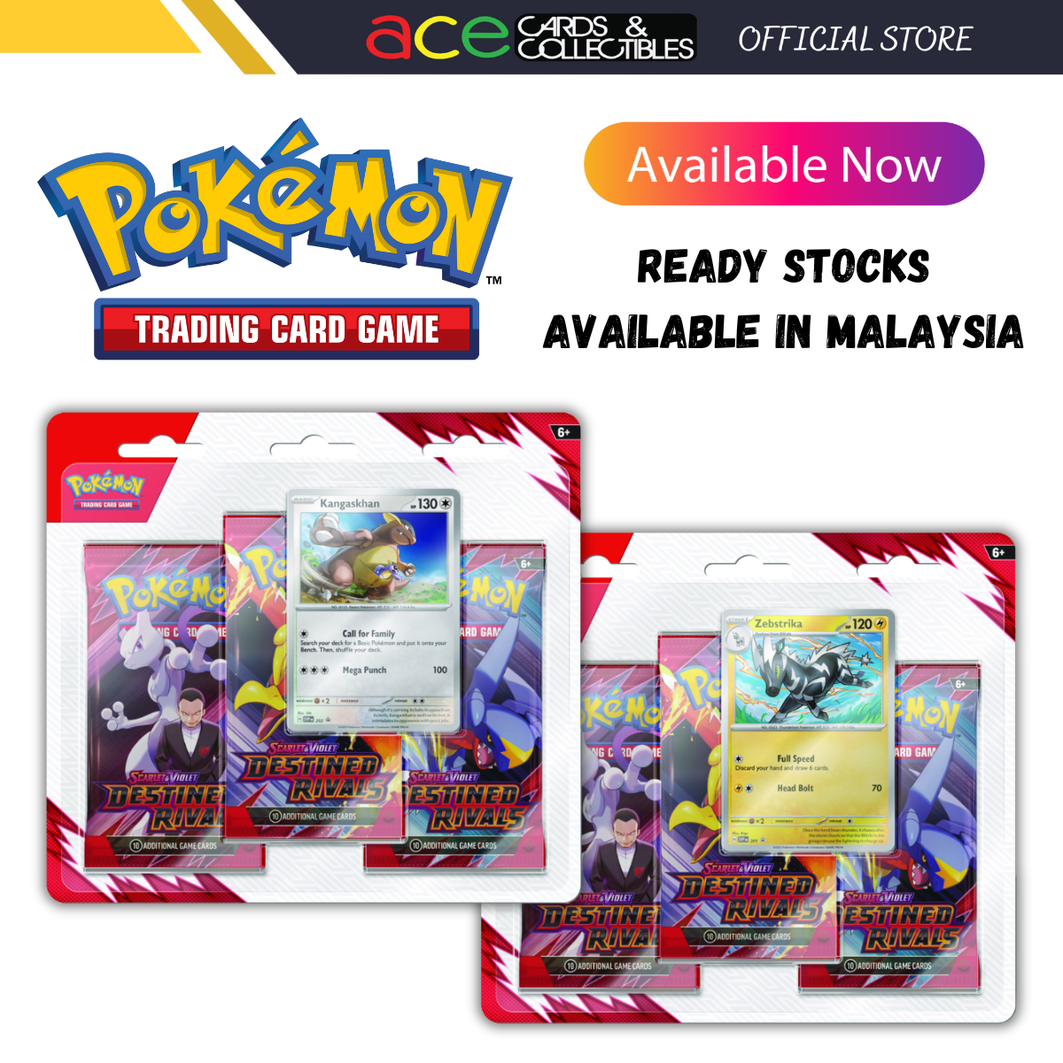 Pokemon TCG: Scarlet & Violet Destined Rivals SV10 [3 Packs Blister]-Zebstrika-Pokemon-Ace Cards & Collectibles