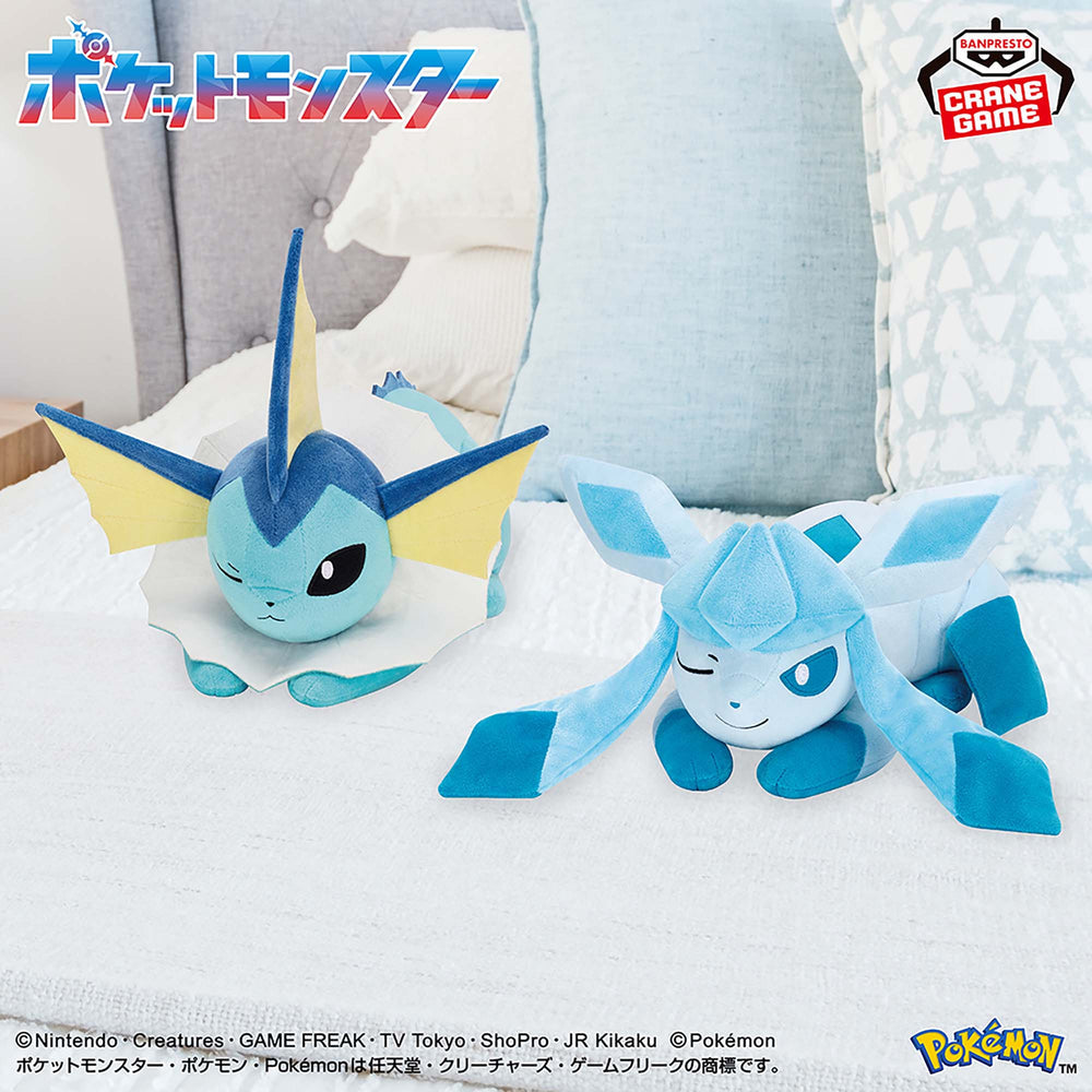 Pokemon Mofugu Plush Eeevee Friends "Vaporeon & Glaceon Naptime Ver."