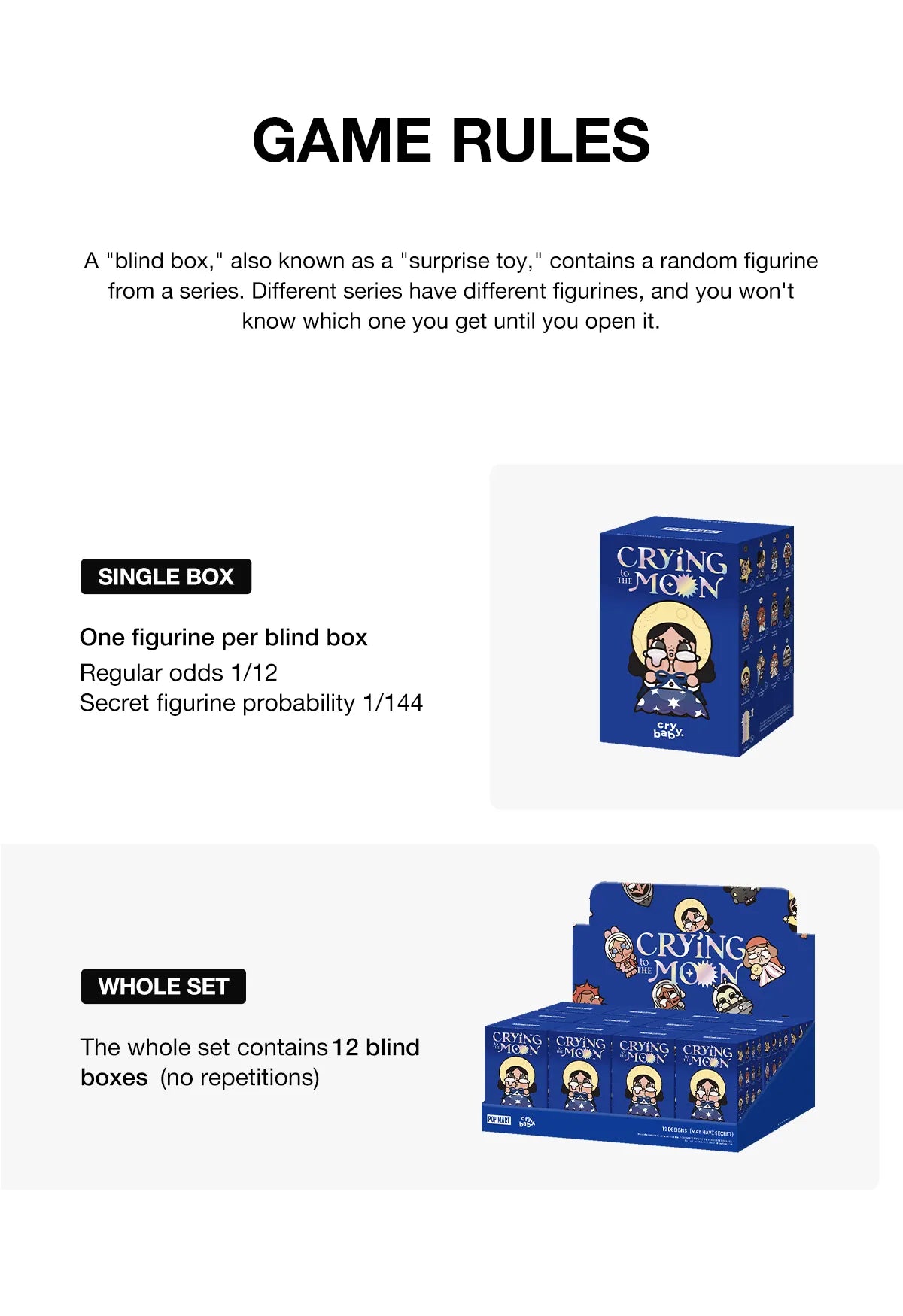 POP MART CRYBABY Crying To The Moon Series Figures-Single Box (Random)-Pop Mart-Ace Cards & Collectibles