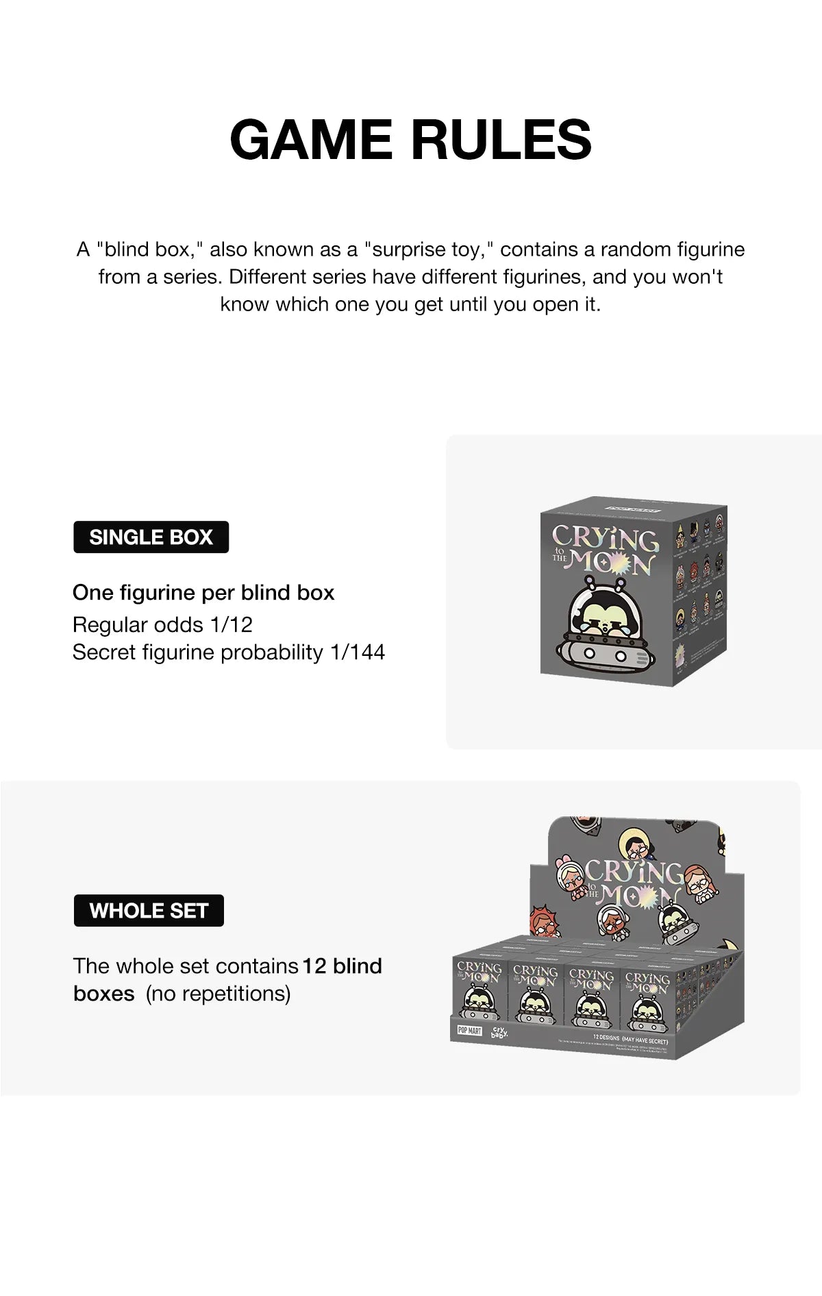 POP MART CRYBABY Crying To The Moon - Sitting Series Figures-Single Box (Random)-Pop Mart-Ace Cards & Collectibles