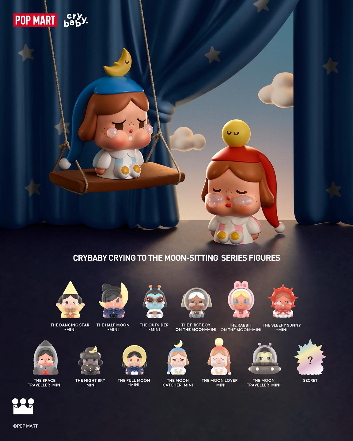 POP MART CRYBABY Crying To The Moon - Sitting Series Figures-Single Box (Random)-Pop Mart-Ace Cards & Collectibles