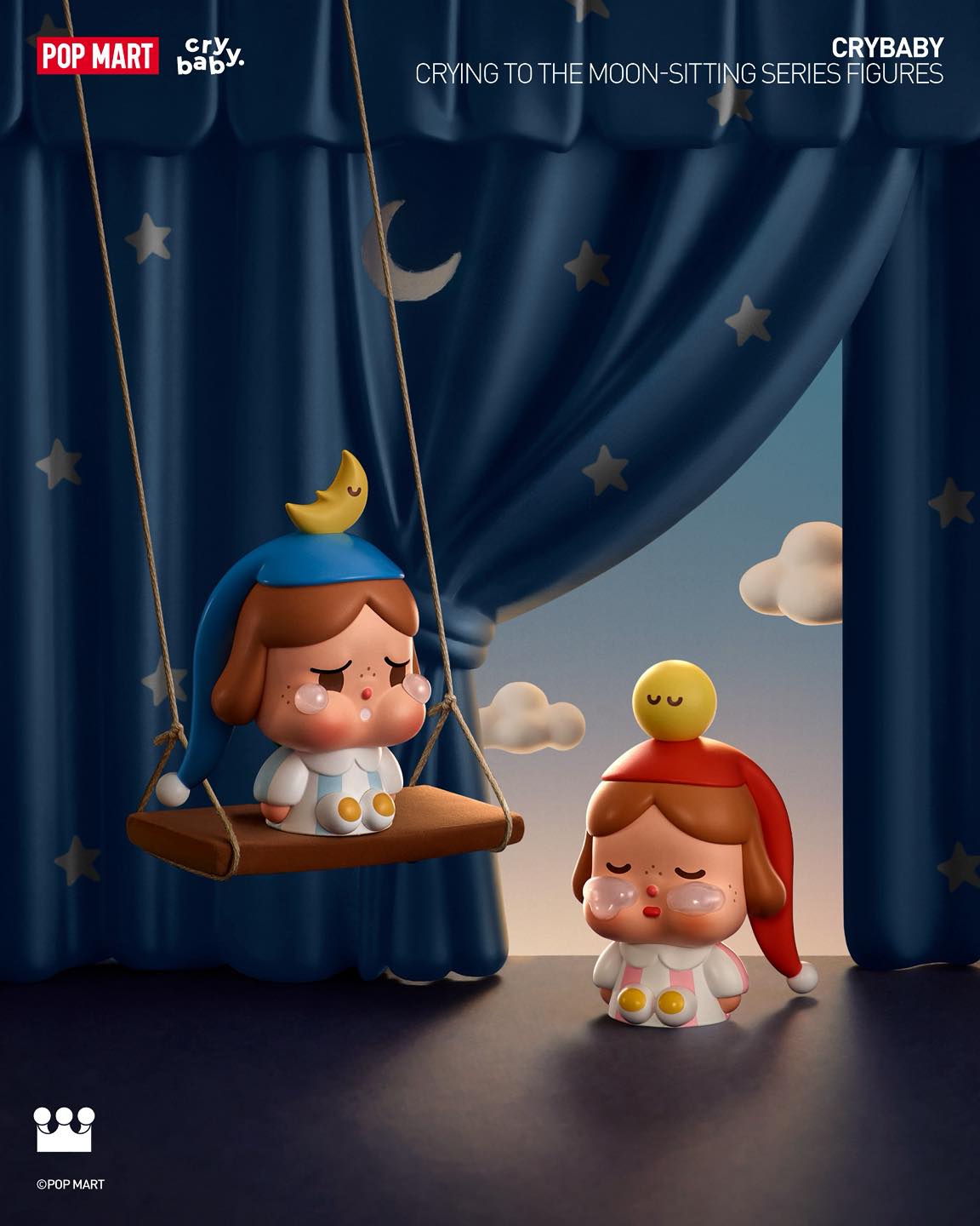 POP MART CRYBABY Crying To The Moon - Sitting Series Figures-Single Box (Random)-Pop Mart-Ace Cards & Collectibles