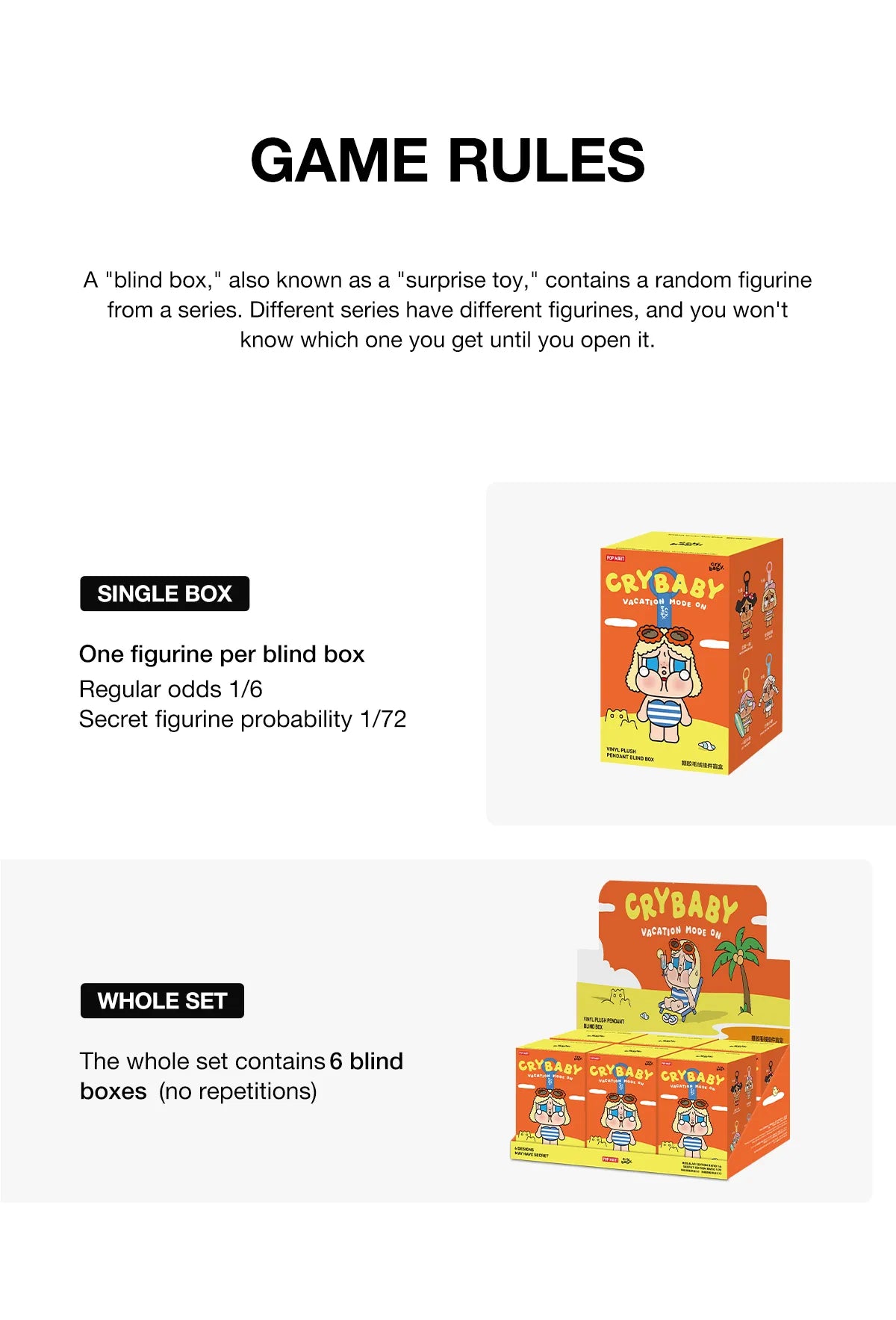 POP MART CRYBABY Vacation Mode On Series-Vinyl Plush Pendant Blind Box-Single Box (Random)-Pop Mart-Ace Cards & Collectibles