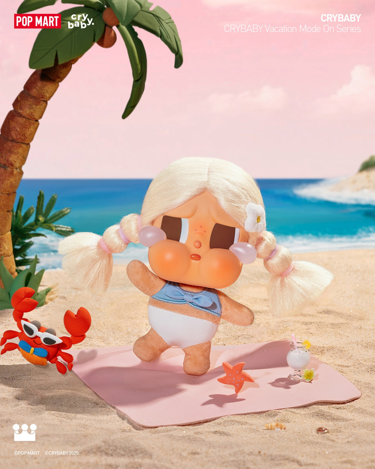 POP MART CRYBABY Vacation Mode On Series-Vinyl Plush Pendant Blind Box-Single Box (Random)-Pop Mart-Ace Cards & Collectibles
