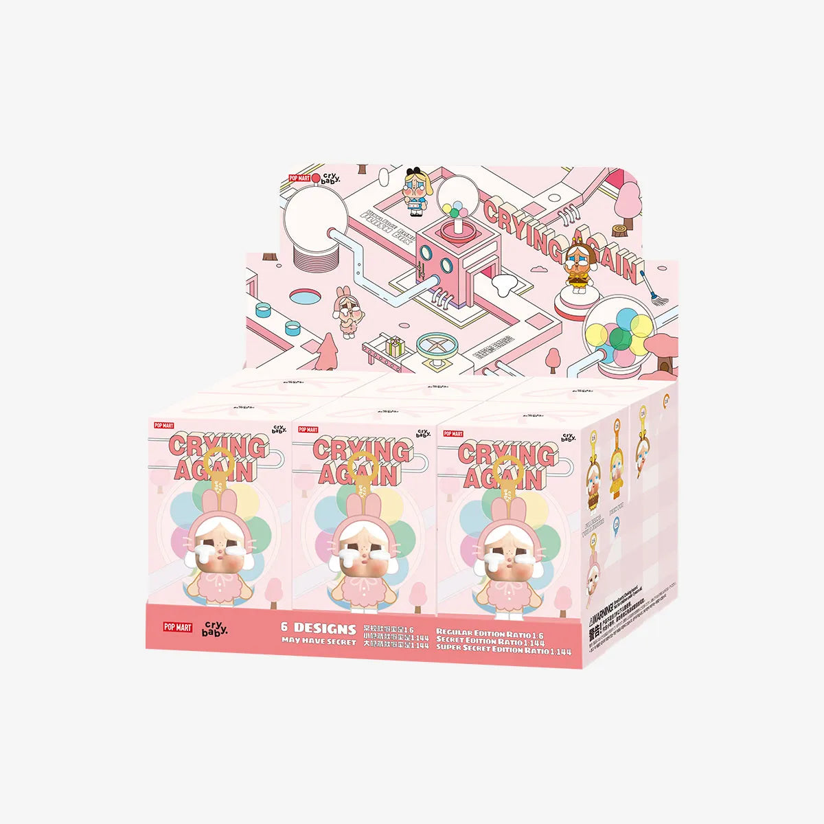 POP MART CRYBABY Vinyl Face Plush &quot;Crying Again&quot; Series-Whole Box (6pcs)-Pop Mart-Ace Cards &amp; Collectibles