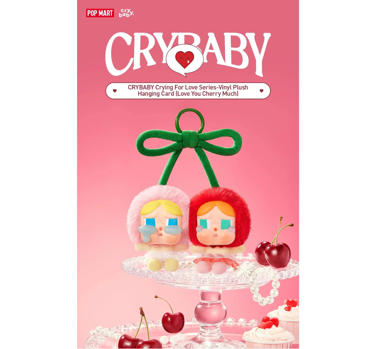 POP MART CRYBABY Vinyl Plush Hanging Card "Crying For Love" Series (Love You Cherry Much)-Pop Mart-Ace Cards & Collectibles