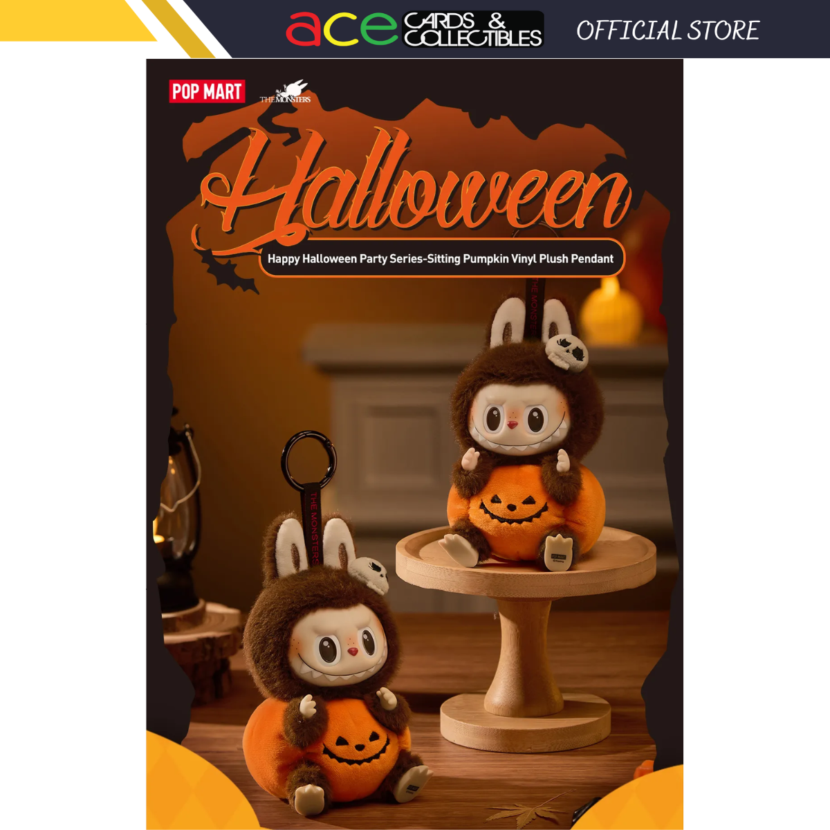 POP MART Happy Halloween Party Sitting Pumpkin Vinyl Plush Pendant Series-Pop Mart-Ace Cards & Collectibles