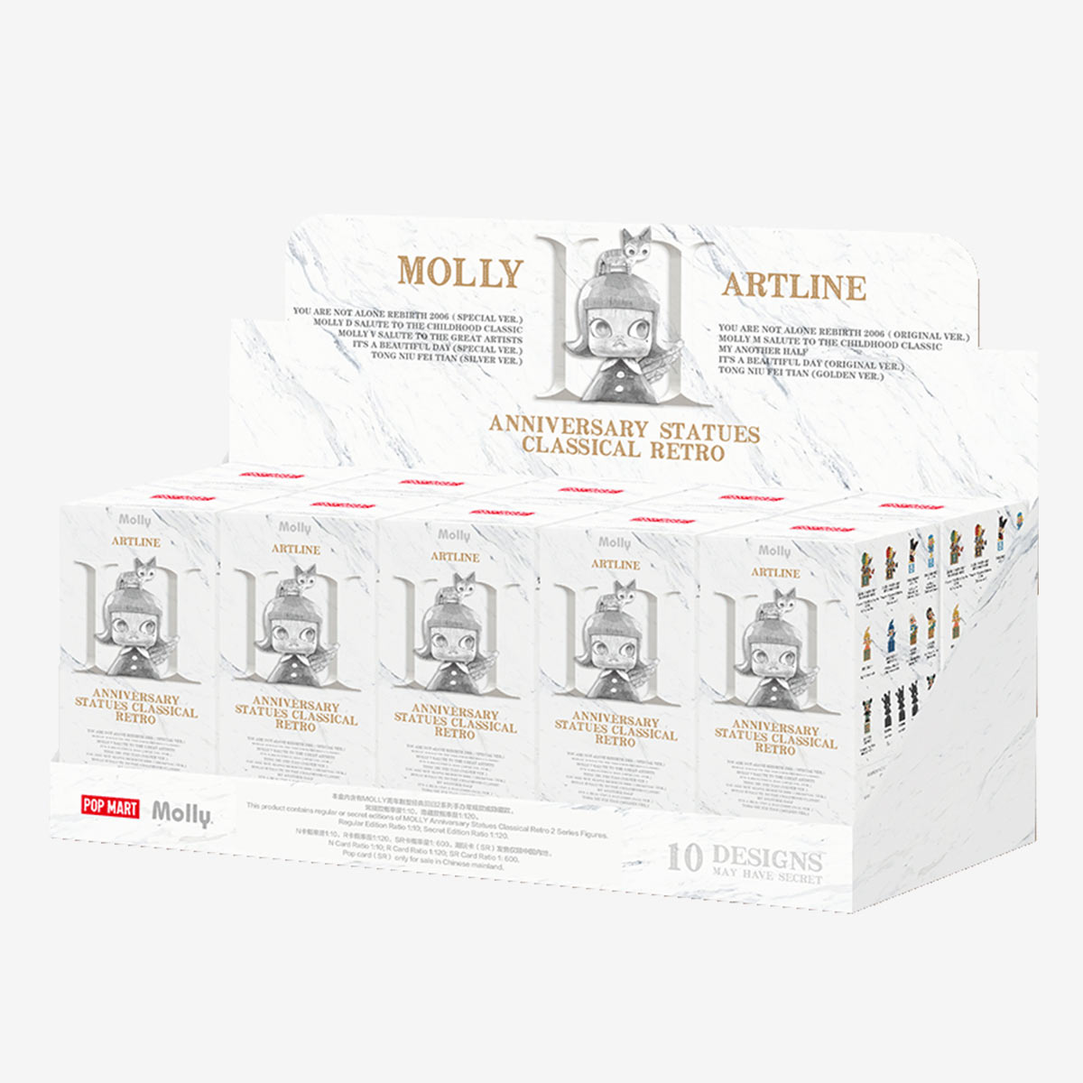 POP MART Molly Anniversary Statues Classical Retro 2 Series-Display Box (10pcs)-Pop Mart-Ace Cards &amp; Collectibles