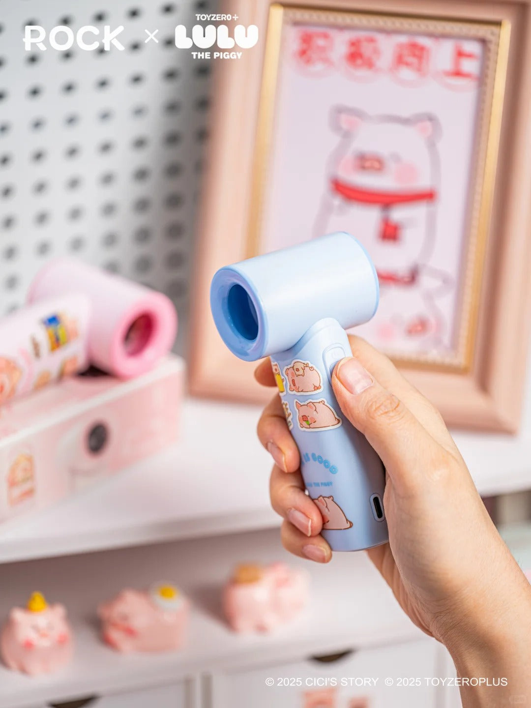 ROCK x Lulu The Piggy “Handheld High-Speed Mini Fan“-Blue-ROCK-Ace Cards & Collectibles