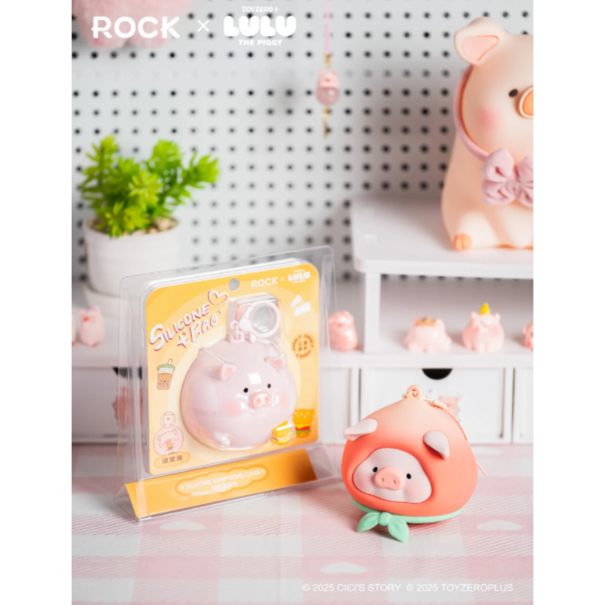 ROCK x Lulu The Piggy "Silicone Earphone Bag"-Peach Lulu-ROCK-Ace Cards & Collectibles