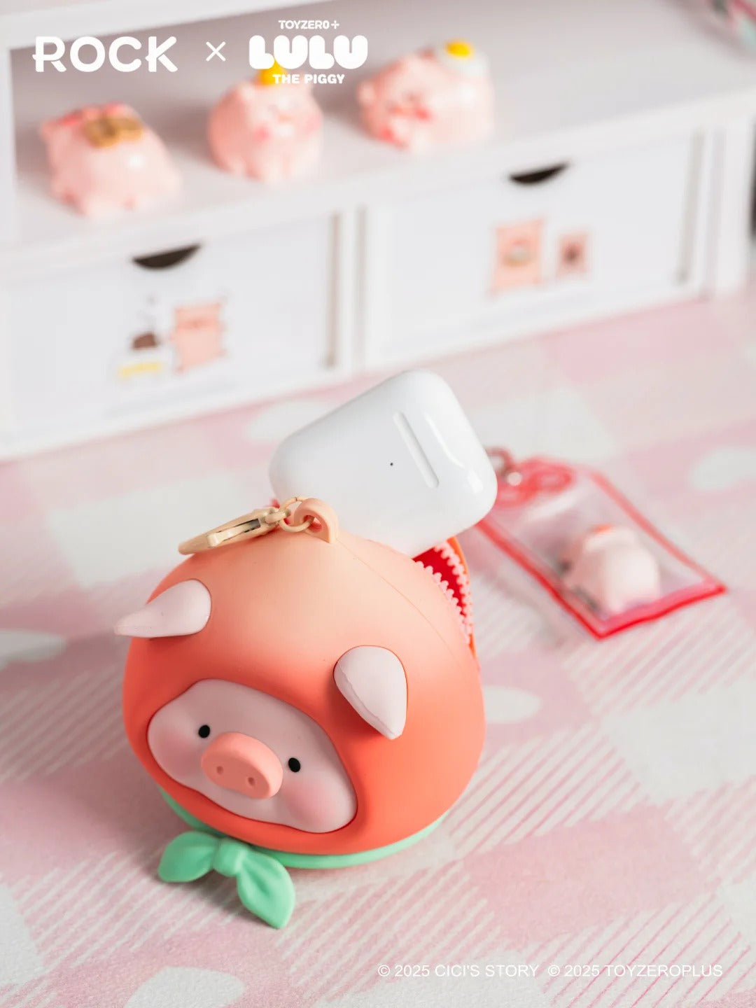 ROCK x Lulu The Piggy "Silicone Earphone Bag"-Peach Lulu-ROCK-Ace Cards & Collectibles