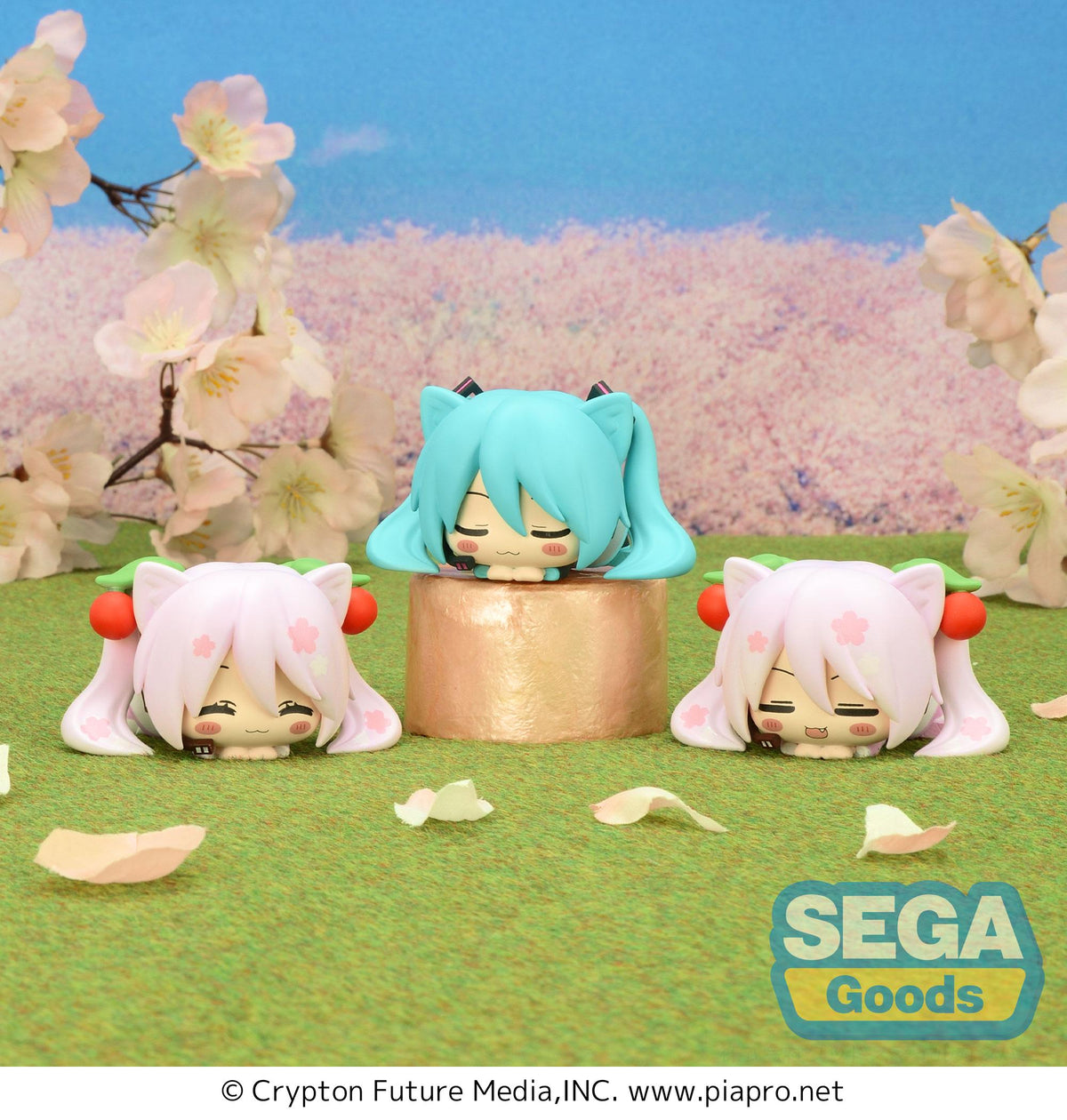 Hatsune Miku Ohiruneko MP Mini Figure &quot;Sakura Miku&quot; 2023-Set of 3-Sega-Ace Cards &amp; Collectibles