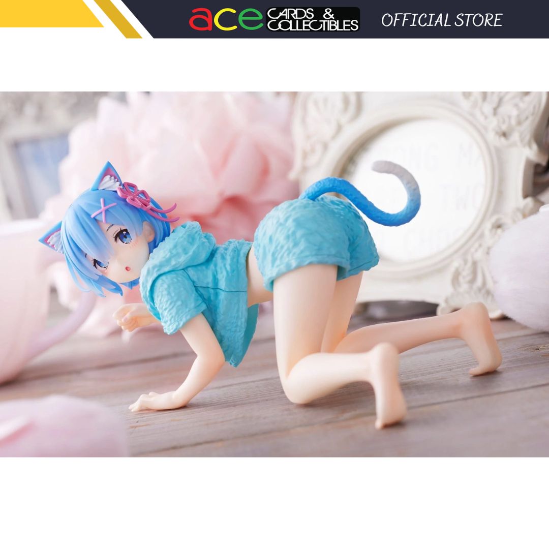 Re:Zero − Starting Life in Another World Desktop Cute Figure &quot;Rem&quot; (Cat Roomwear Ver.)-Taito-Ace Cards &amp; Collectibles