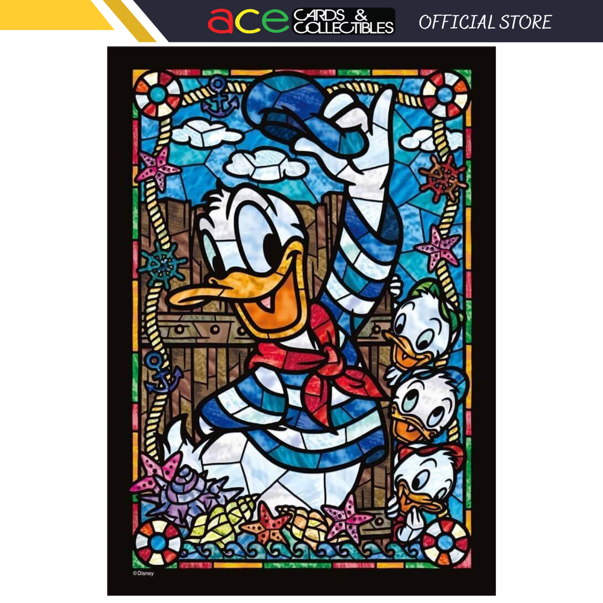 Tenyo Jigsaw Puzzle DSG266-954 Disney Donald Duck Stained Art (266 Pieces)-Tenyo-Ace Cards &amp; Collectibles
