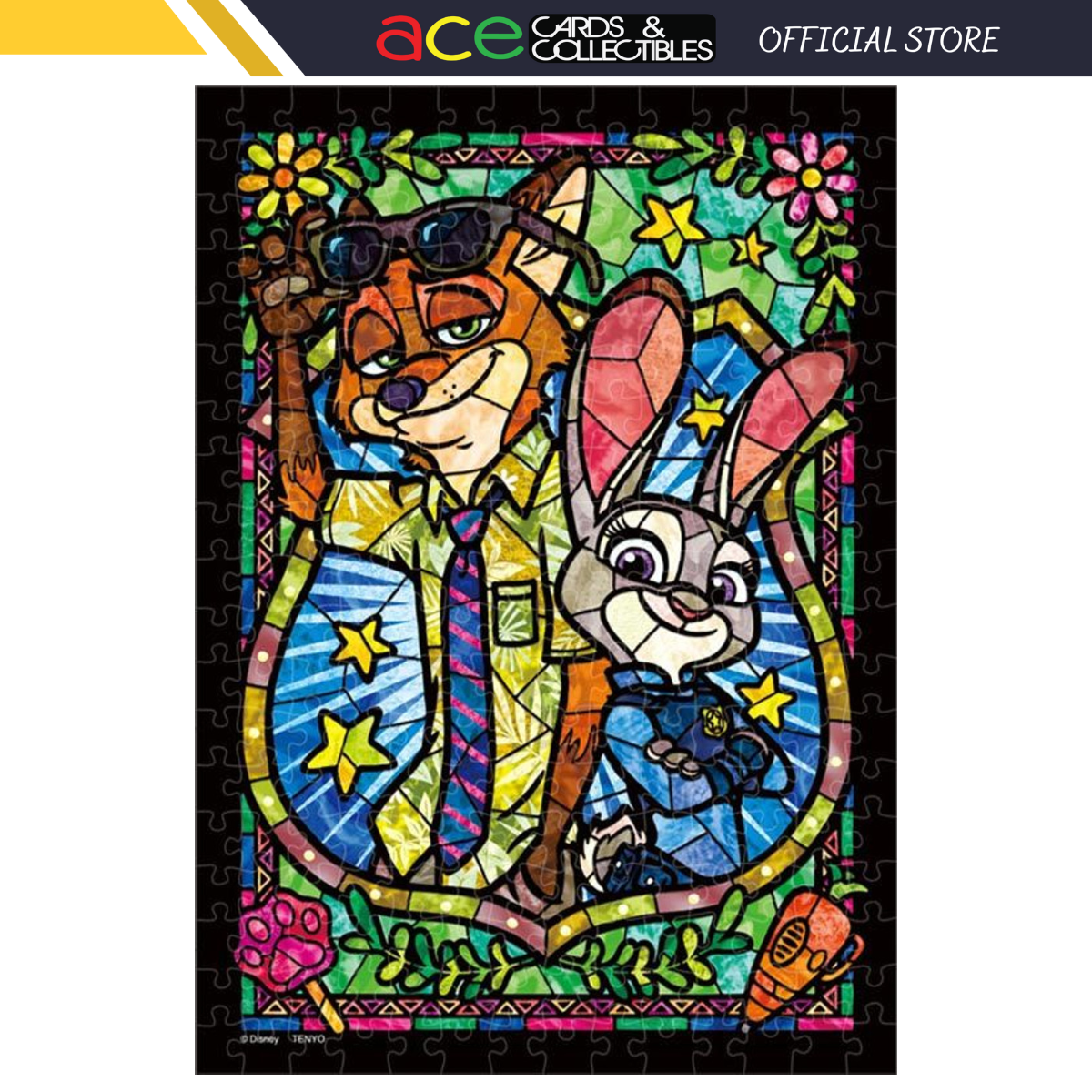 Tenyo Jigsaw Puzzle DSG266-973 Disney Zootropolis Judy &amp; Nick Stained Art (266 Pieces)-Tenyo-Ace Cards &amp; Collectibles