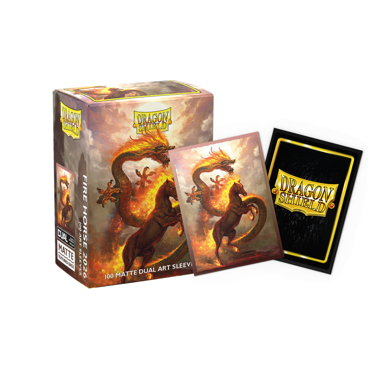 Dragon shield Sleeve Dual Art Standard Size 100pcs "Fire Horse 2026"-The Pokémon Company International-Ace Cards & Collectibles