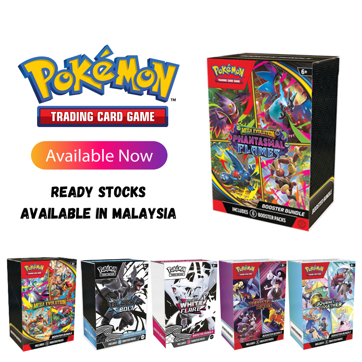 Pokemon TCG: Booster Bundle [Phantasmal Flame ME02/Black Bolt & White Flare SV11/Prismatic Evolution SV8.5]-Phantasmal Flames-The Pokémon Company International-Ace Cards & Collectibles