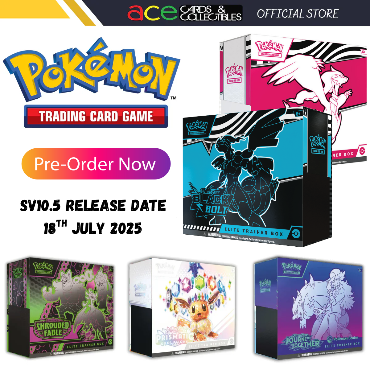 Pokemon TCG: Elite Trainer Box [Black Bolt / White Flare / Prismatic Evolution]-Black Bolt-The Pokémon Company International-Ace Cards & Collectibles