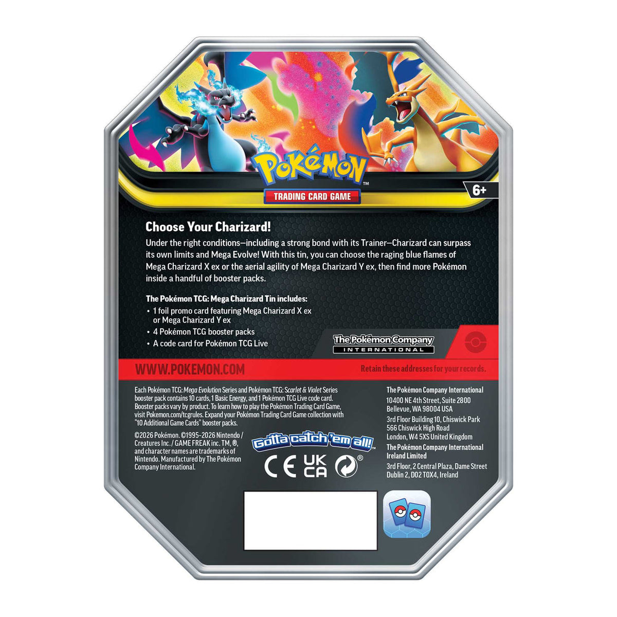 Pokemon TCG: Mega Charizard Tin (Mega Charizard X EX / Mega Charizard Y EX)-Mega Charizard X-The Pokémon Company International-Ace Cards & Collectibles