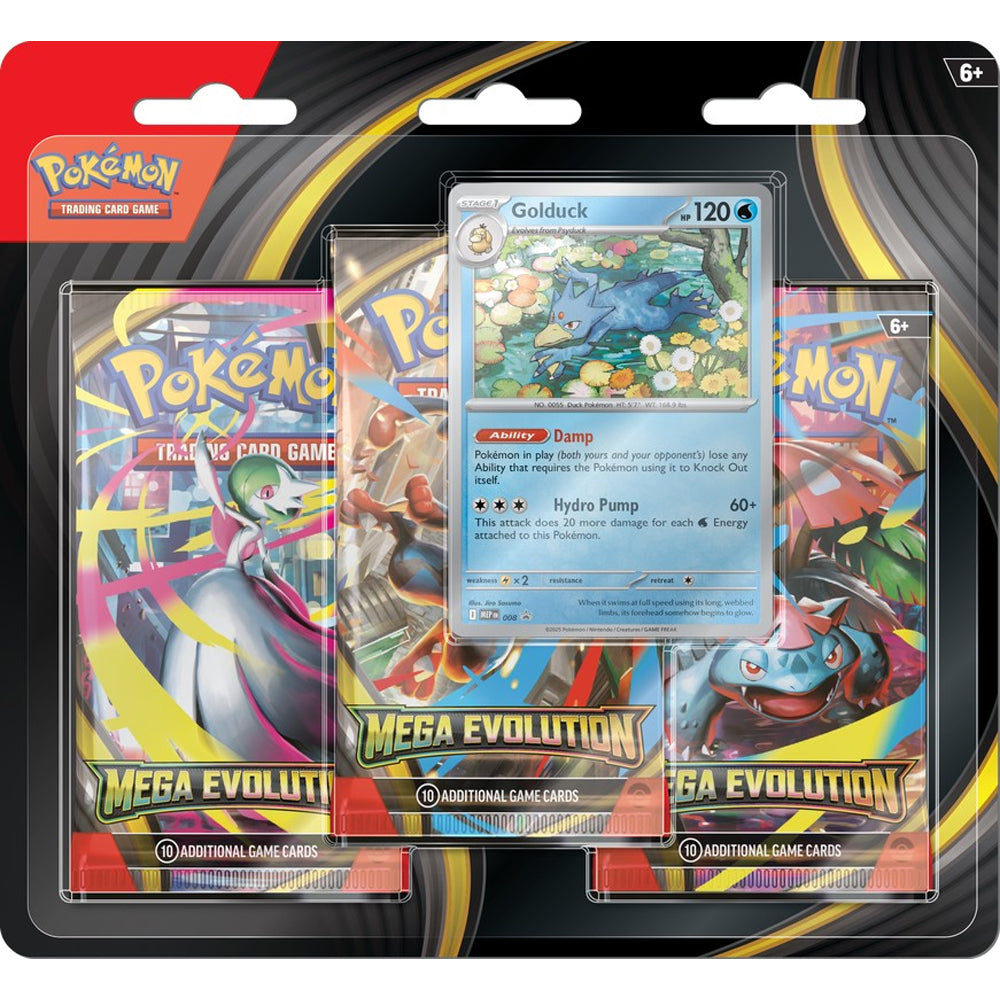 Pokemon TCG: Mega Evolution ME01 3 Packs Blister-Golduck-The Pokémon Company International-Ace Cards & Collectibles