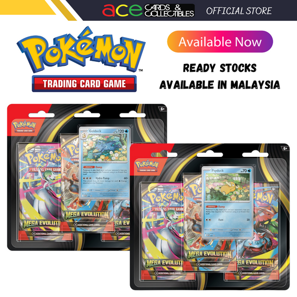 Pokemon TCG: Mega Evolution ME01 3 Packs Blister-Golduck-The Pokémon Company International-Ace Cards & Collectibles